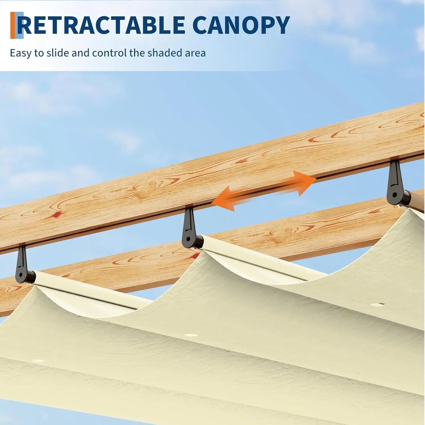 10x10Ft Outdoor Aluminum Pergola,Retractable Pergola with Sun Shade Canopy Patio Shelter for Garden,Grill Gazebo