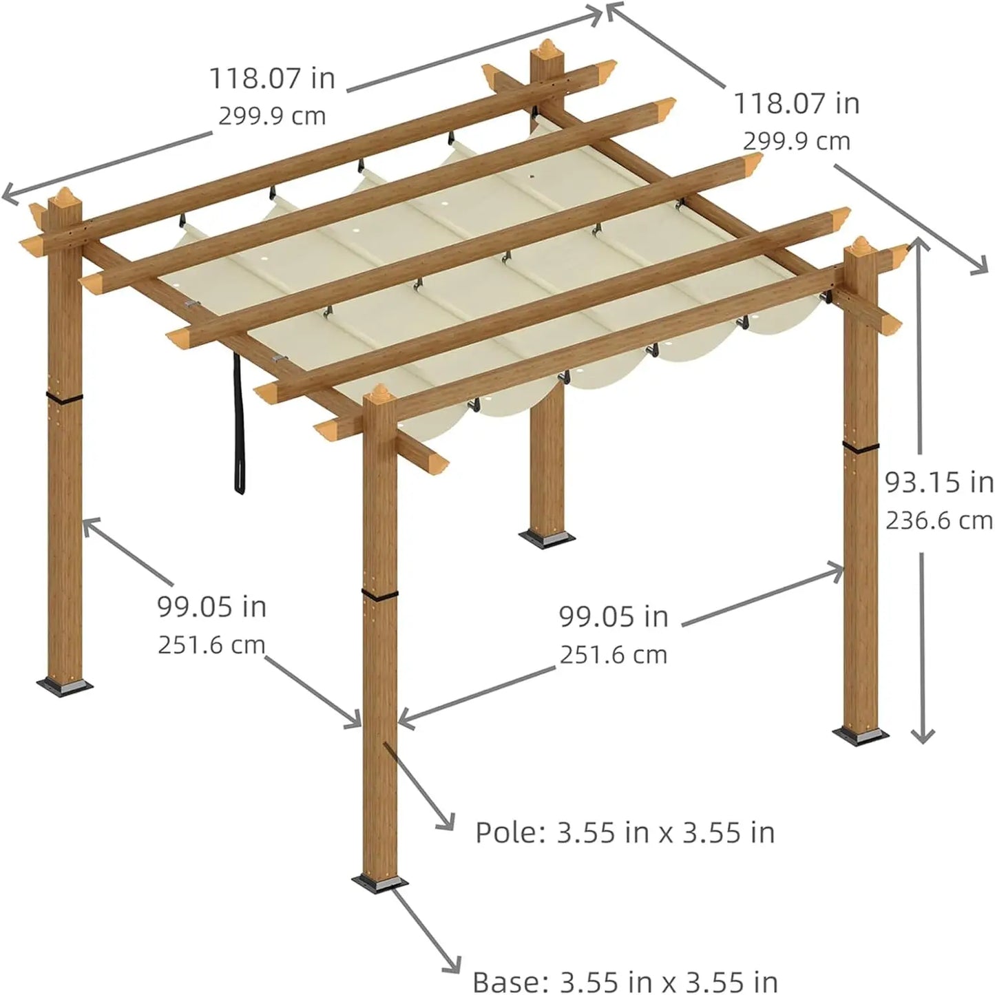 10x10Ft Outdoor Aluminum Pergola,Retractable Pergola with Sun Shade Canopy Patio Shelter for Garden,Grill Gazebo